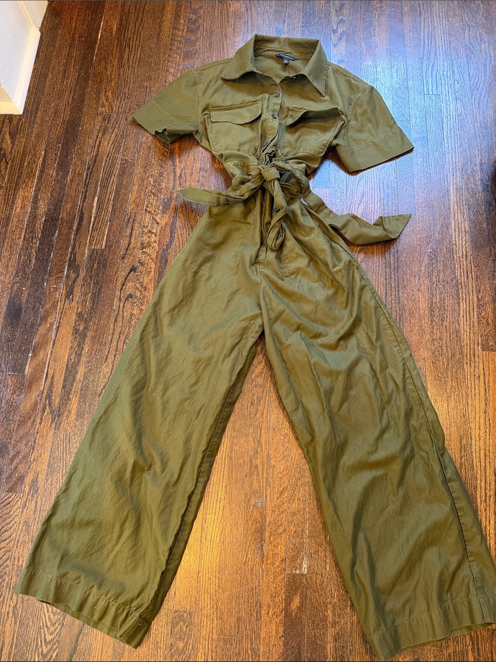 Banana Republic Olive Utility Tie-Waist Jumpsuit